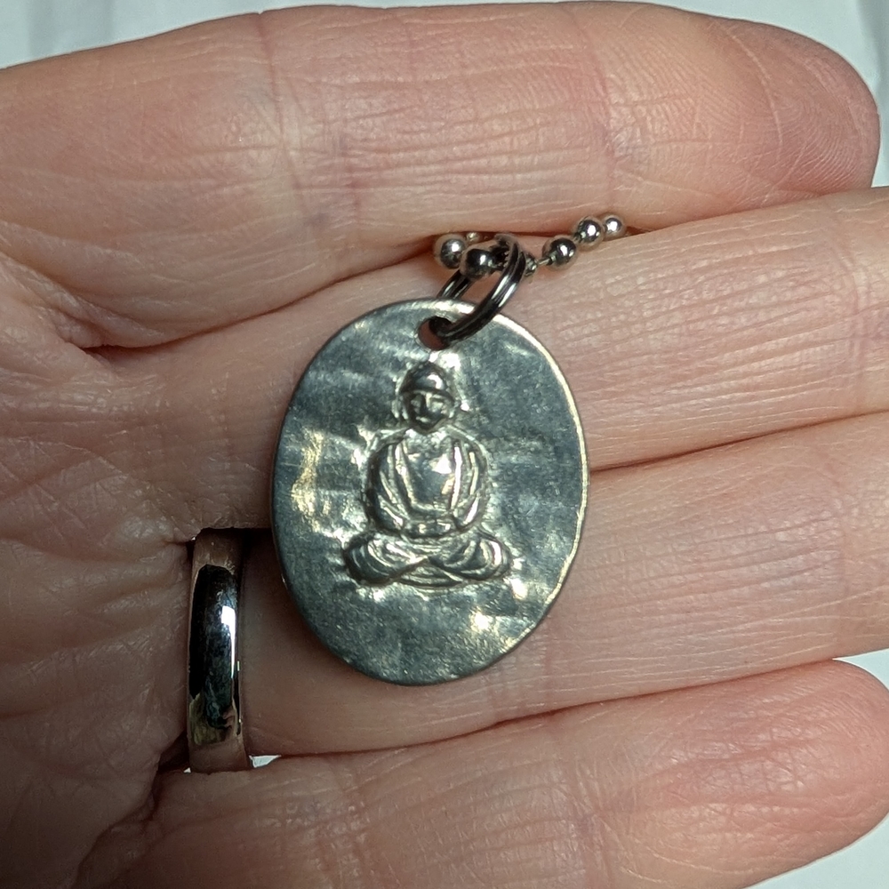 Silver Buddha MeditationPendant Necklace